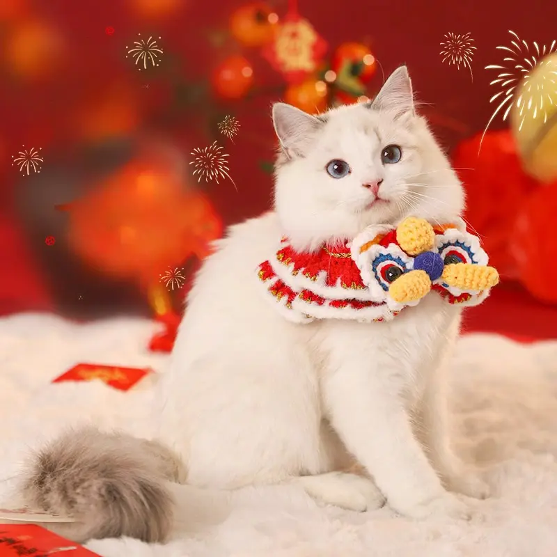 Cat Clothes New Year's Scarf Collar Autumn And Winter Kitten New Year's Festive Puppy Accessories Pet Scarf Dog Scarf