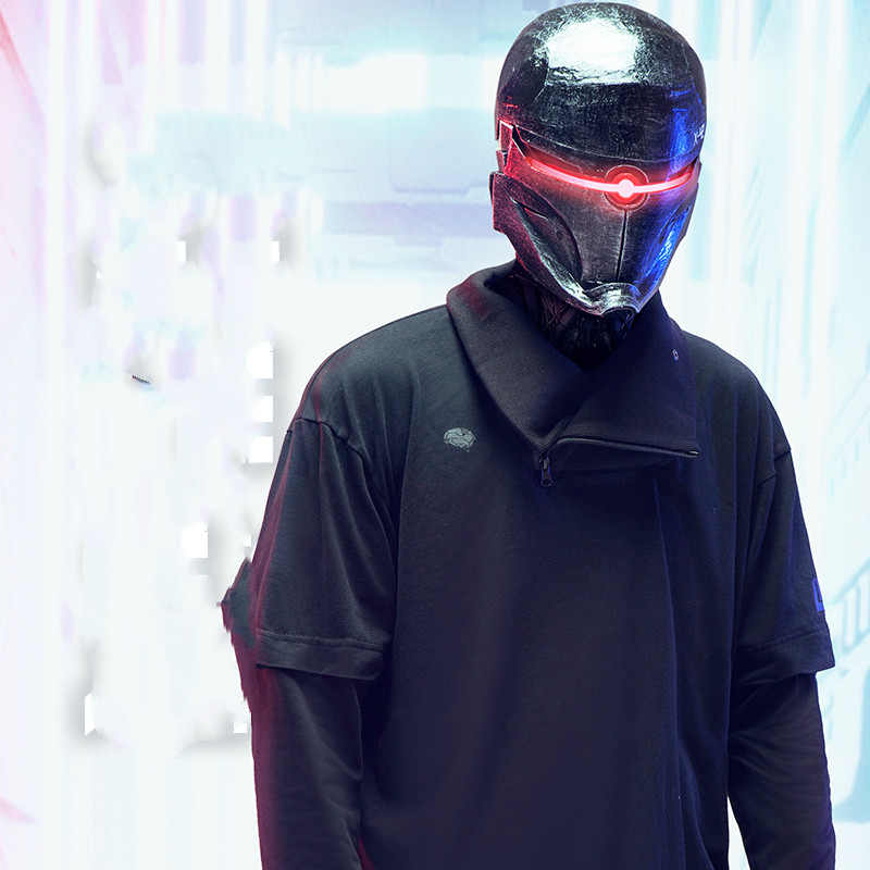 Dark City Functional Style Long Polo Collar High Collar Top