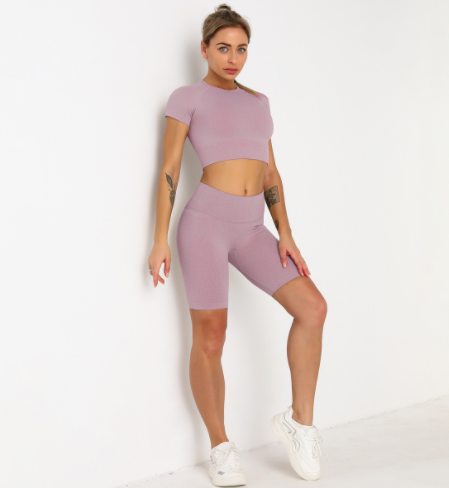 Seamless Short Sleeve Suit Hip Lift Yoga Wear Sports