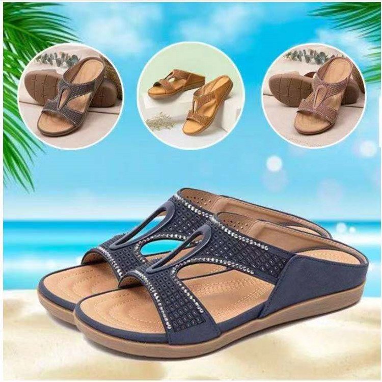 Summer New Style Comfortable One-step Fashion Rhinestone Wedges Women's Shoes
