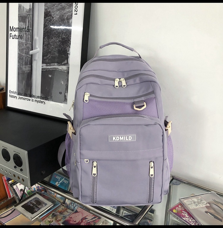 Nylon Backpack For Students School Bag High Capacity Waterproof Zippers Backpack - Picture 13 of 20