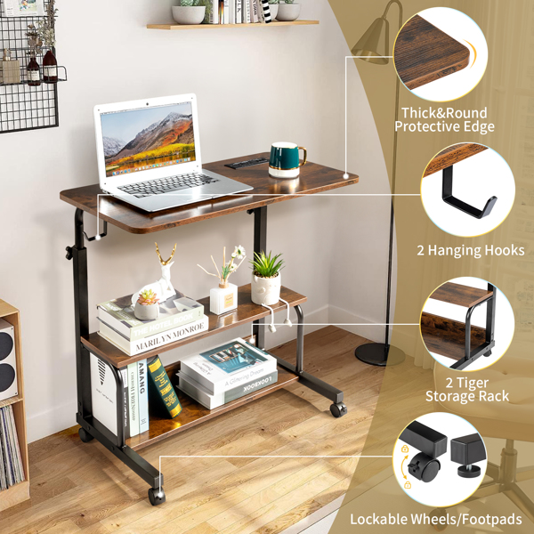 Retro Brown Adjustable Computer Desk - Image 2