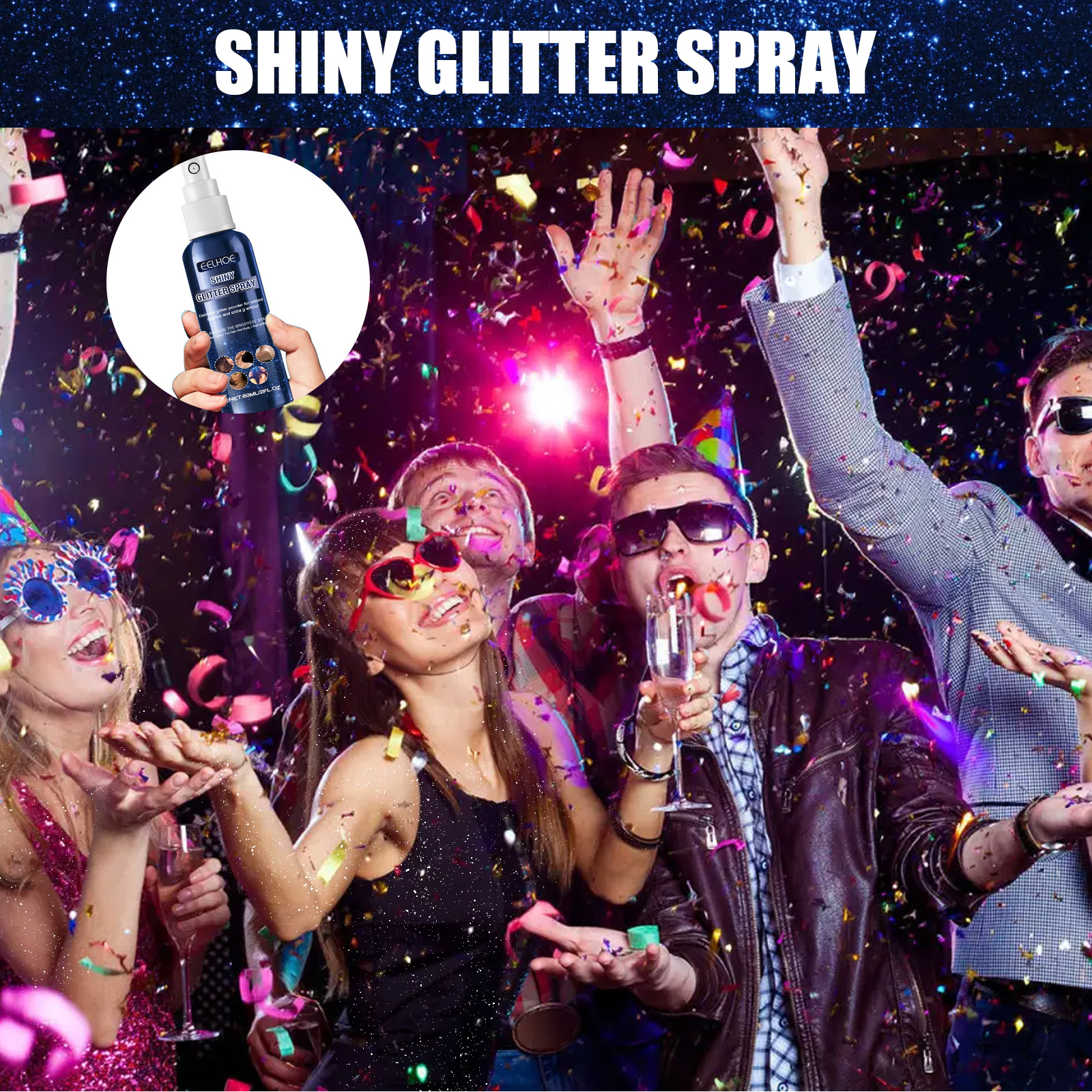 Shiny Glitter Spray, Body Hair Clothes Highlight: Shimmer Spray For Halloween Club Party, Long Lasting Sparkle Glitter For Skin Outfits