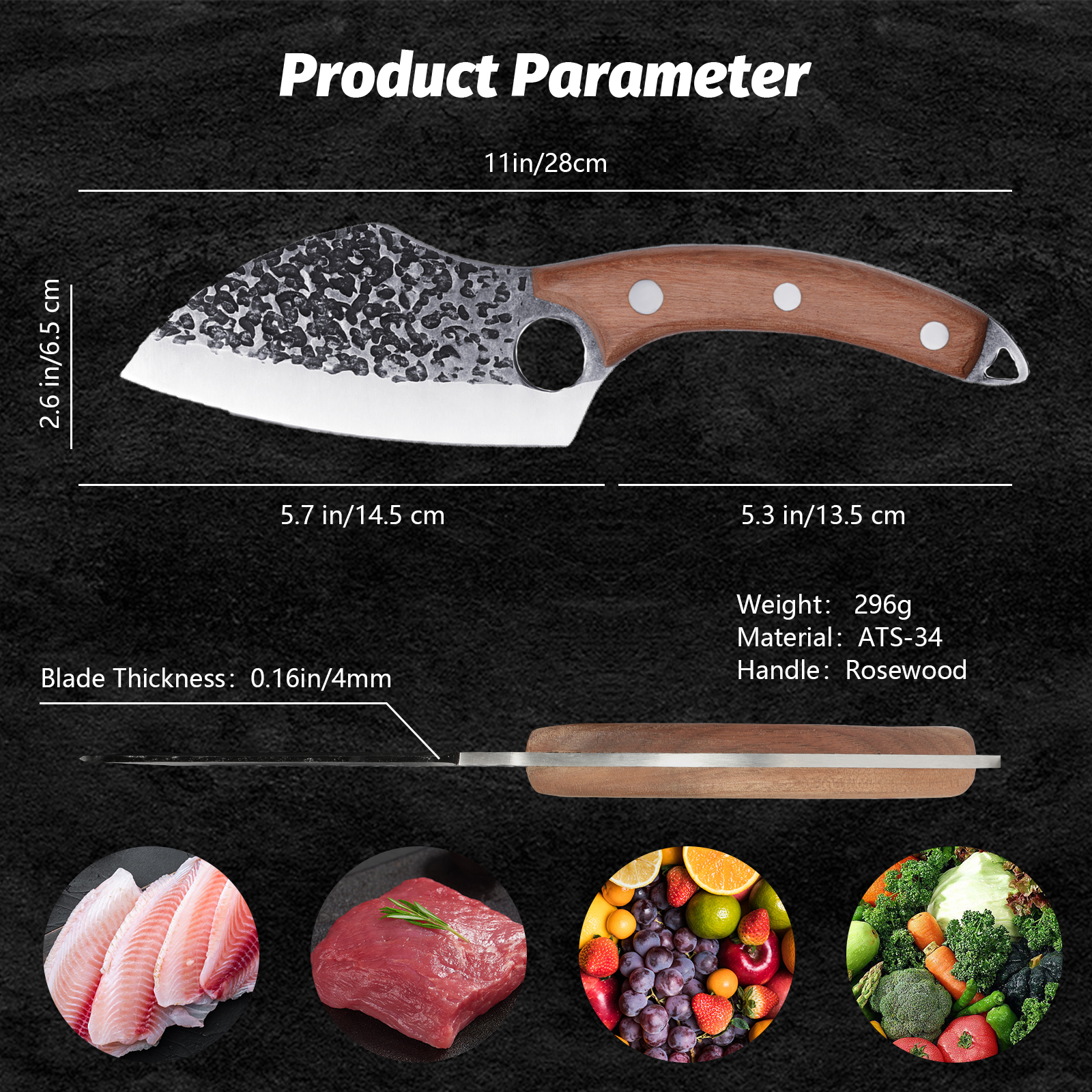 Viking Knife Japanese Professional Kitchen Knife Hand Forged Meat Cleaver Knife With Finger Hole And Heart Hanging Hole