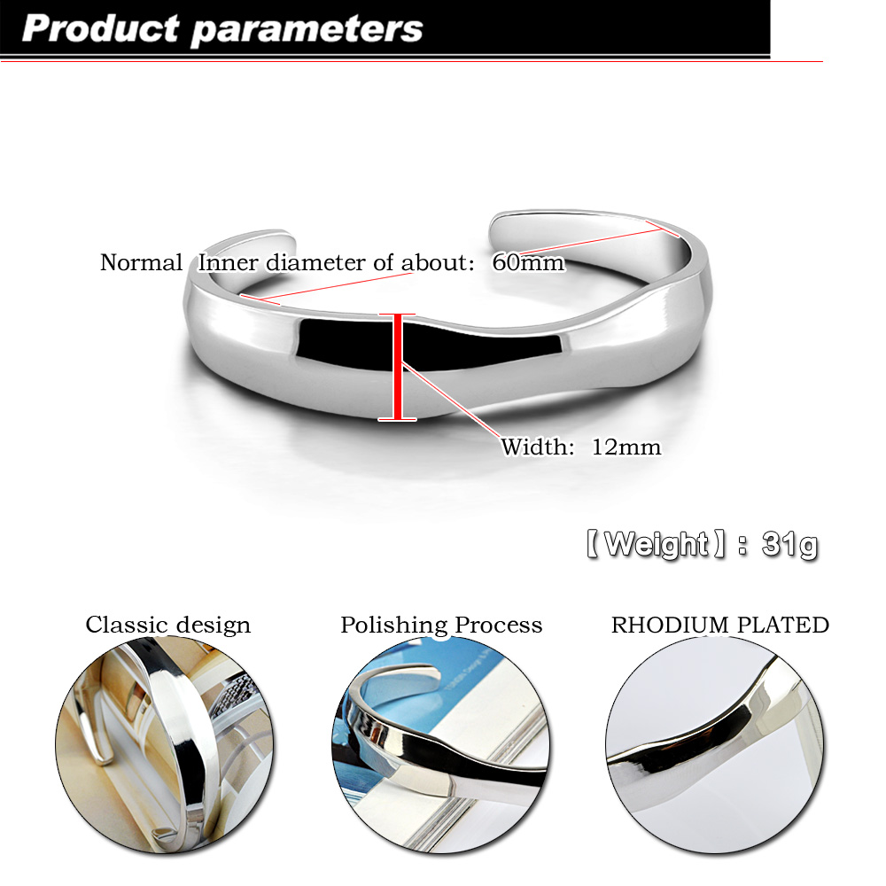 Minimalist Bracelet Electric Women's White Gold Plated Opening Adjustable