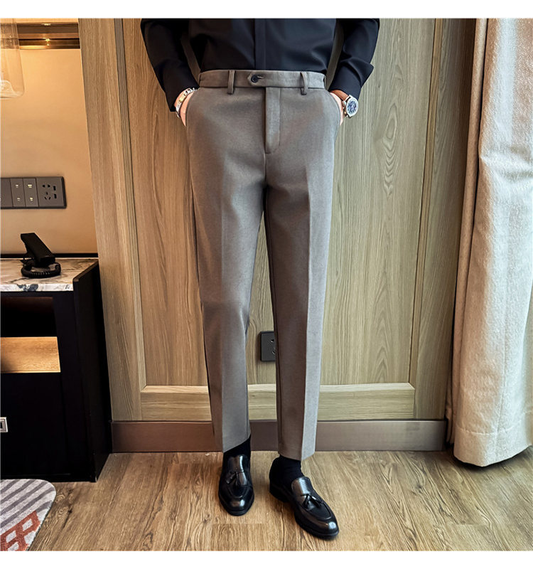 Men's Invisible Elastic Waist Thickened Warm Wool Trousers
