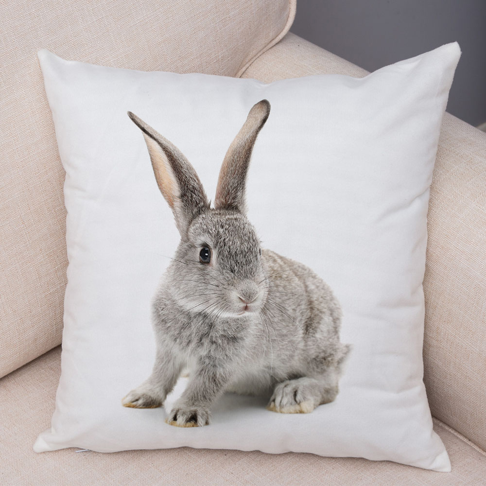 Rabbit Pattern Linen Cushion Cover (A-45x45cm)