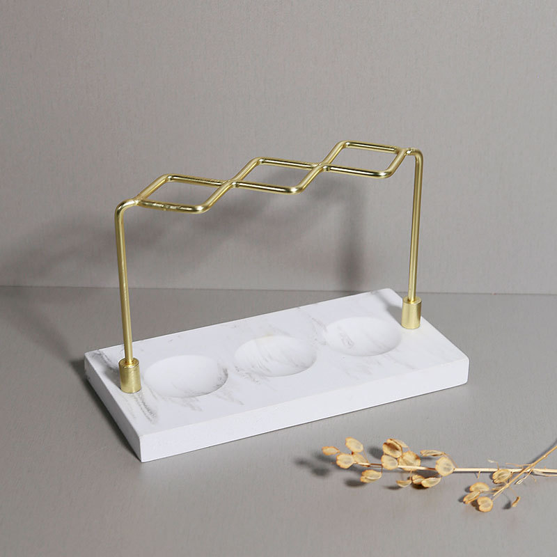 Marbled Makeup Brush And Eyebrow Pencil Storage Rack