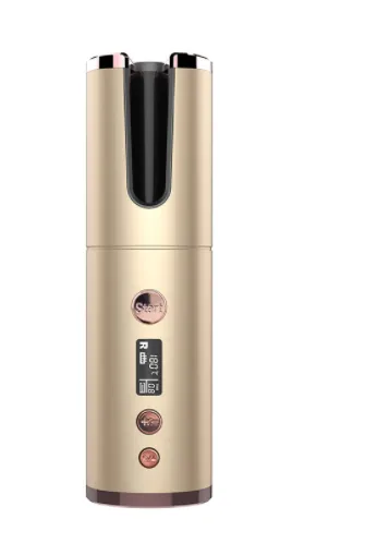 Wireless Rechargeable Curling Iron Electric Hair Curler Fully Automatic Rotating Portable Hairdresser Gold - Shop at LoveMi