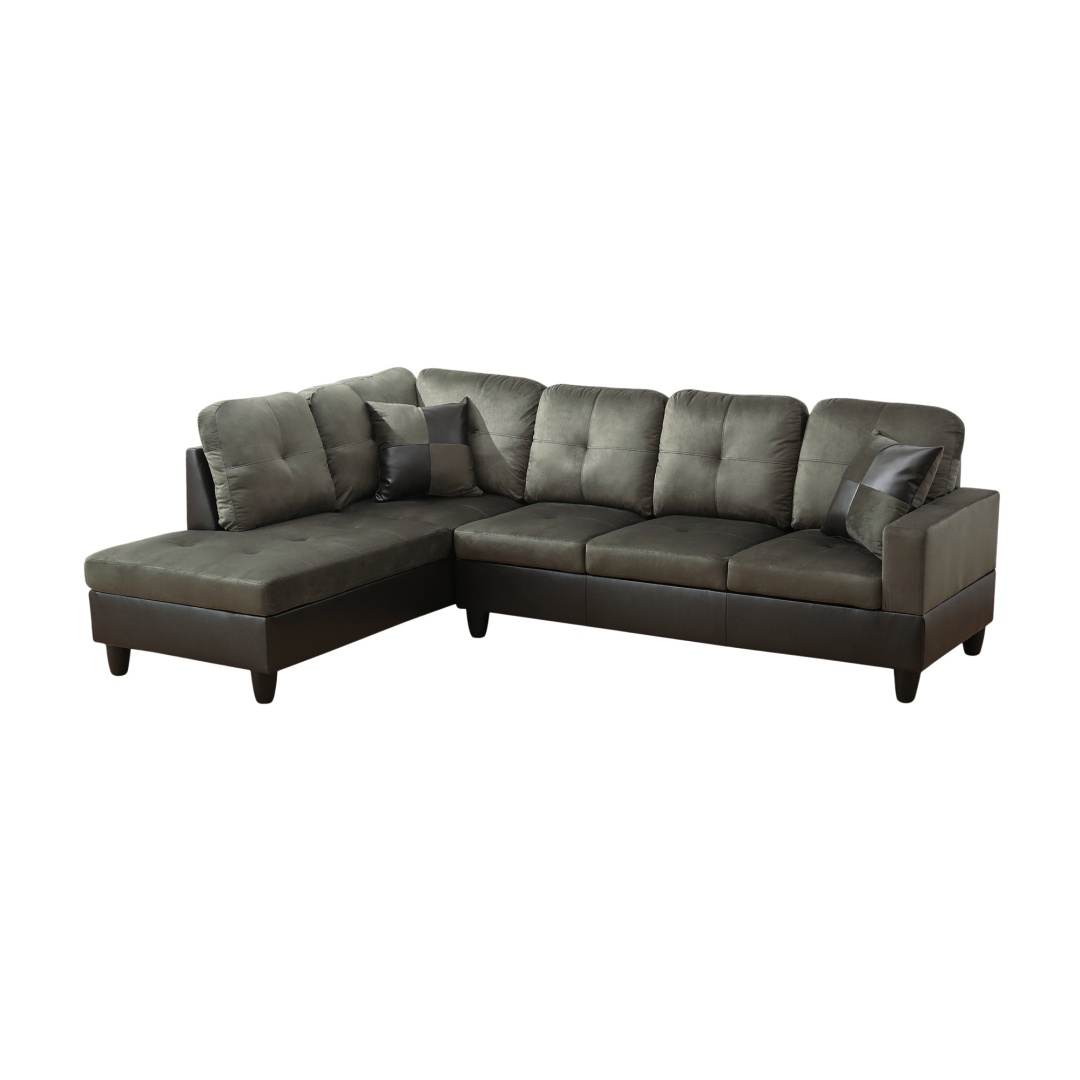 Taupe Flannel And PVC 3-Piece Couch Living Room Sofa Set