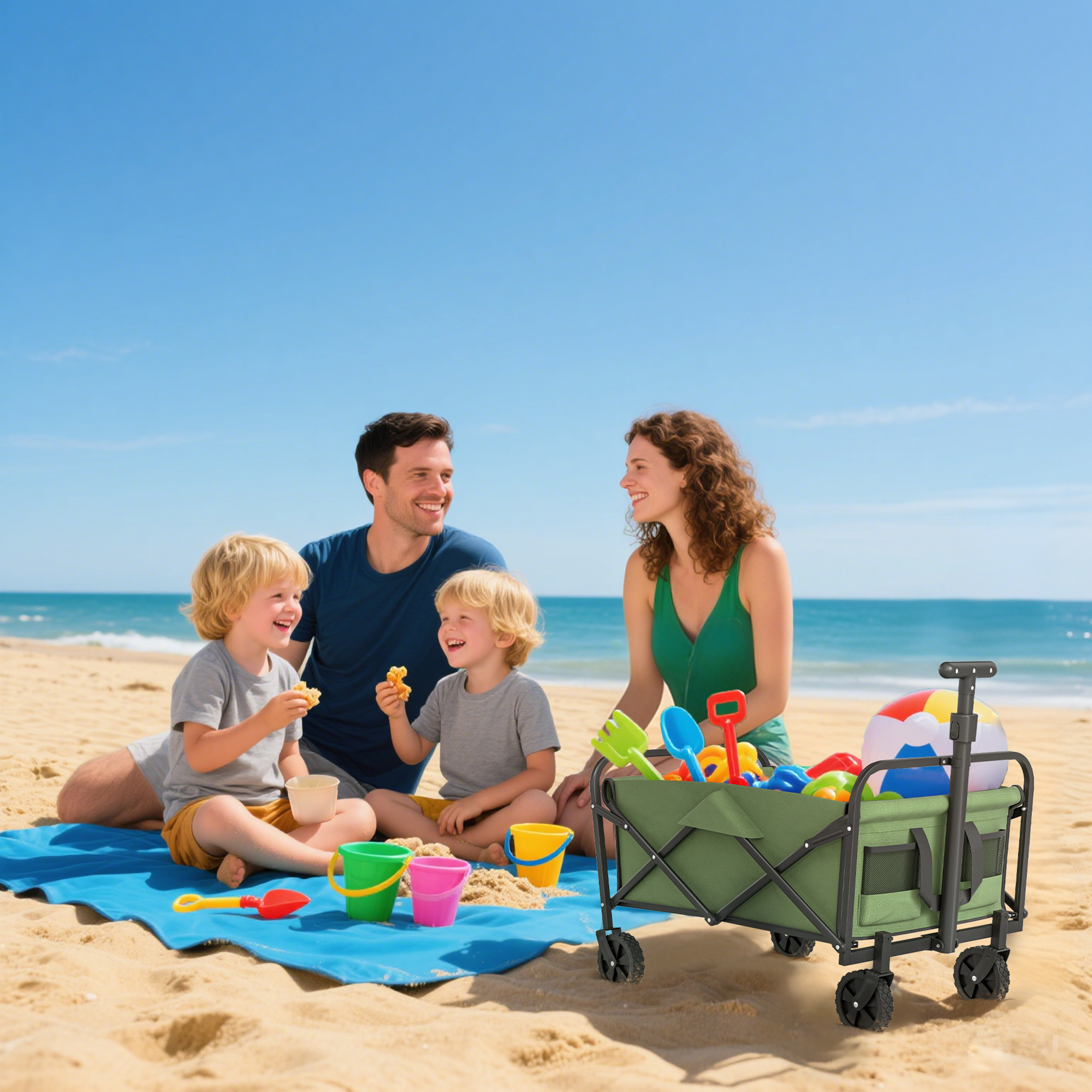 62L Festival Handcart With Wheels, Garden Folding 120kg Heavy Duty Foldable — image 10