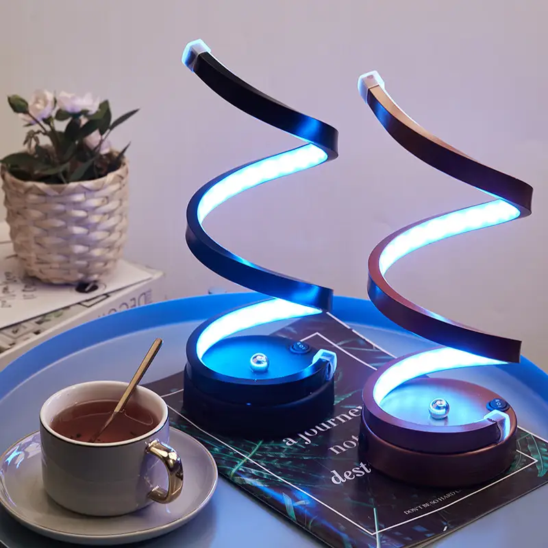 Cross-border Aluminum Material Serpentine Night Light, Simple Household Plug-in Table Lamp, Bedroom Bedside Lamp, Creative Warm Light Atmosphere Lamp
