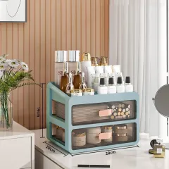 Desktop Transparent Drawer Cosmetic Storage Box - Large 3Rd Floor Bluegray - View 1