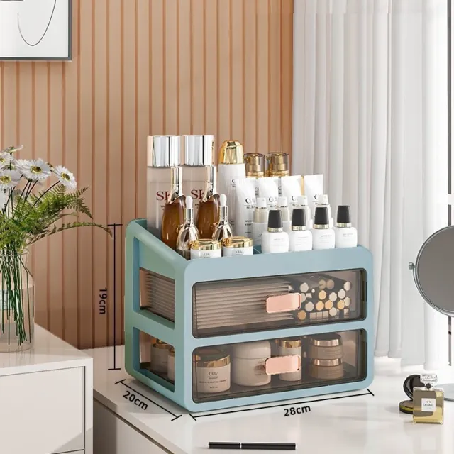 Desktop Transparent Drawer Cosmetic Storage Box Large 3Rd Floor Bluegray - Shop at LoveMi