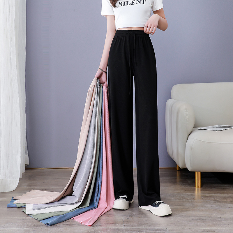 Title 4, High Waist Drape Casual Slimming Ice Silk Wide-...