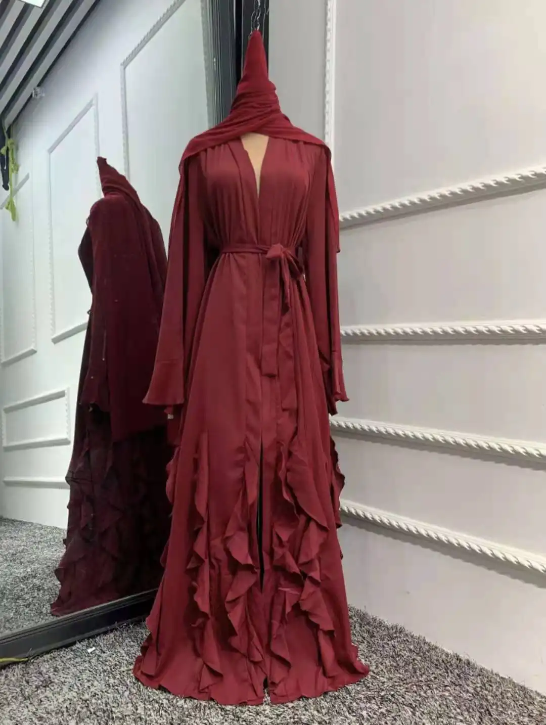 European And American Design Sense Flared Sleeve Fashion Solid Color Dress
