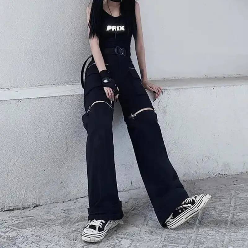 Black Casual Pants Female Student Loose Blast Street Loose Wide Leg Pants Drape Feeling