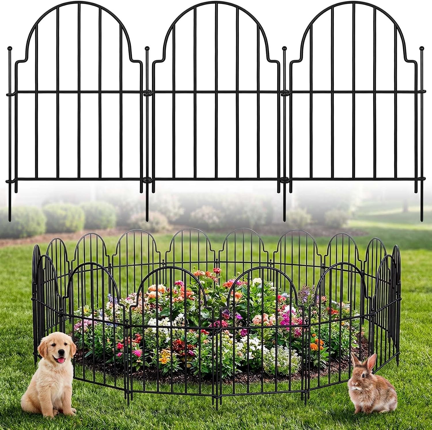10x Panels Rustproof Metal Garden Fence Flower Bed Border Edge Animal Dog — image 8