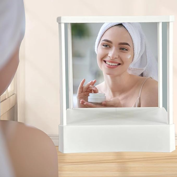 Reversing Cosmetic Stand Mirror, Inverted Makeup Mirror. Show your true self: This mirror can truly show your face, allowing you to see how you appear to others. It is a non-reversing mirror that avoids the left-right reversal effect of ordinary mirrors a