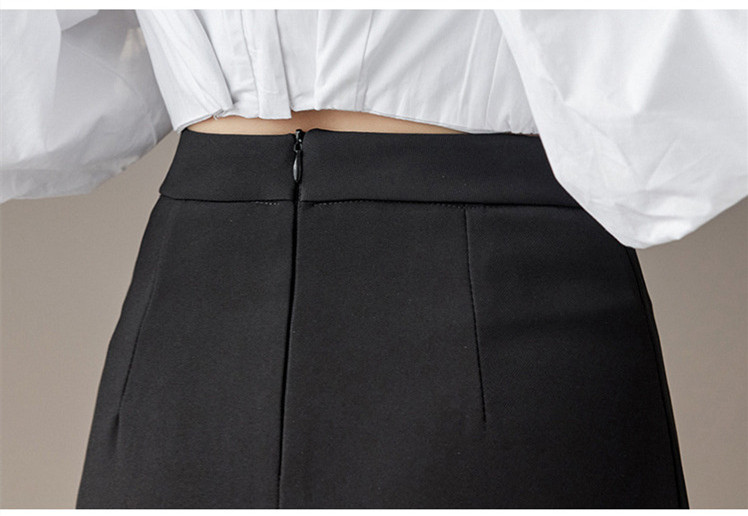 High Waist Button Polyester Fishtail Skirt