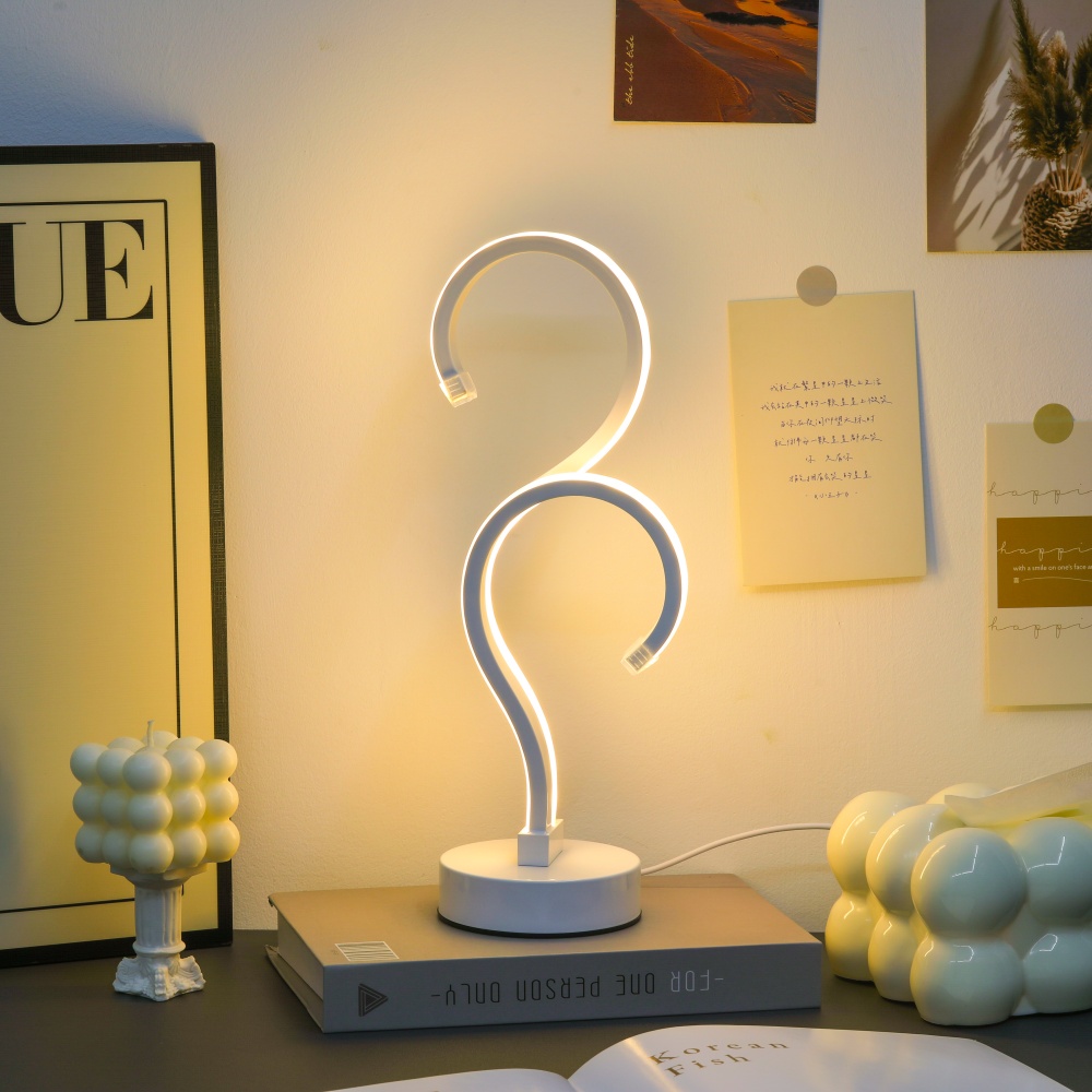Creative Double Question Mark Elegant White Desktop Lamp, USB Power Supply - Three Color Lighting, Suitable For Bedroom — foto 2