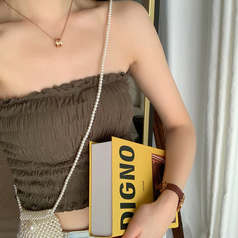 Wrinkled Chest-wrapped Beautiful Back Tube Top Vest Women