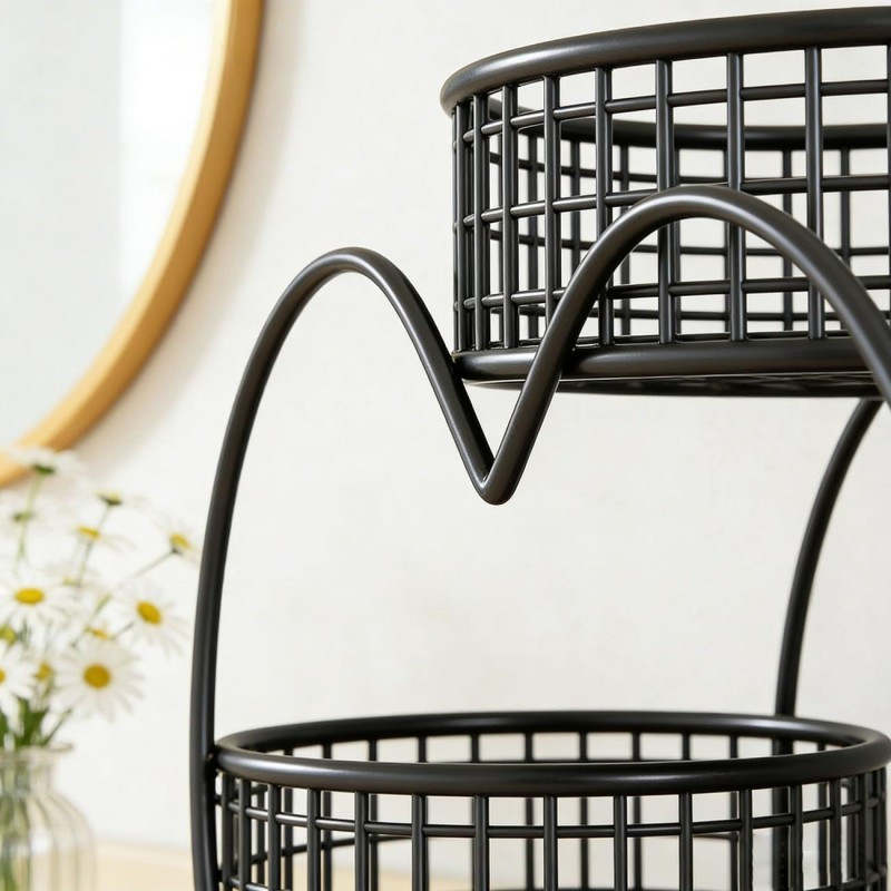 Heart Shaped 3 Tier Fruit Basket Metal Countertop Stand For Vegetables Bread — image 5