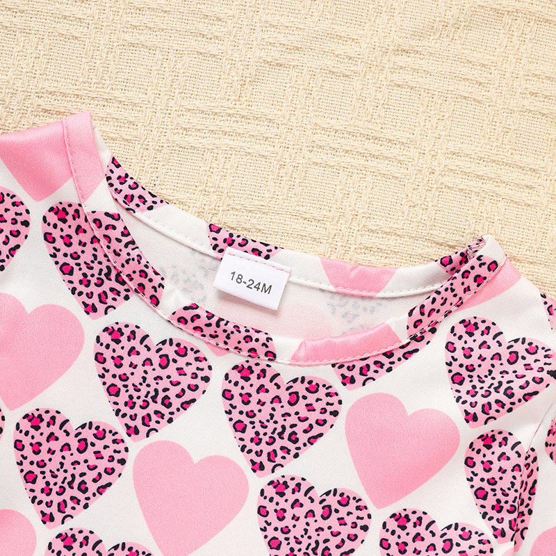 Toddler Girls Outfits Long Sleeve Graphic Heart Print Mesh Tulle Dress Valentine Birthday Party Dresses — view 6