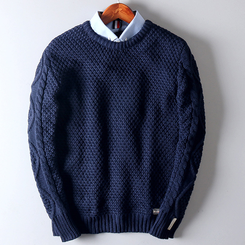 Men's Round Neck Twist Sweater Warm Bottoming Shirt