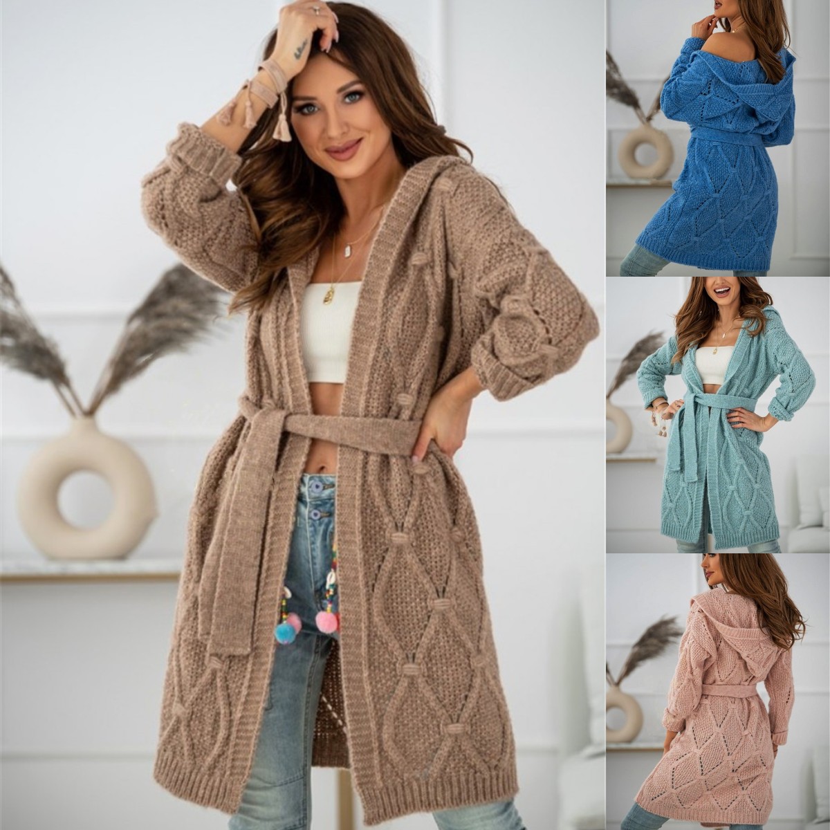Knit Hoodie Long Sleeve Casual Cardigan Sweater Jacket