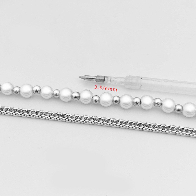 INS Cold Wind Pearl Titanium Steel Bracelet Tide