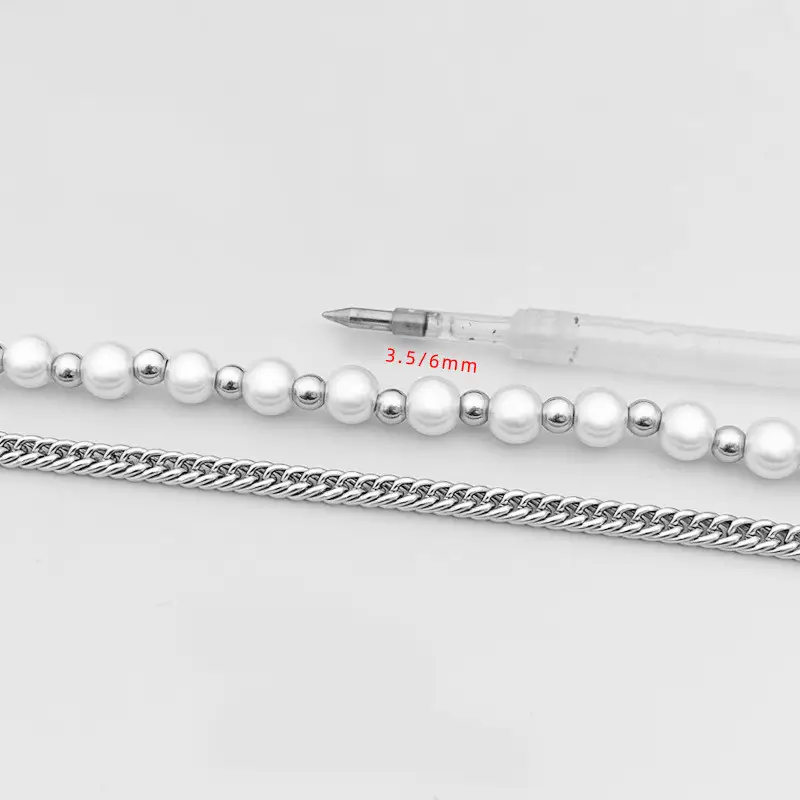 INS Cold Wind Pearl Titanium Steel Bracelet Tide