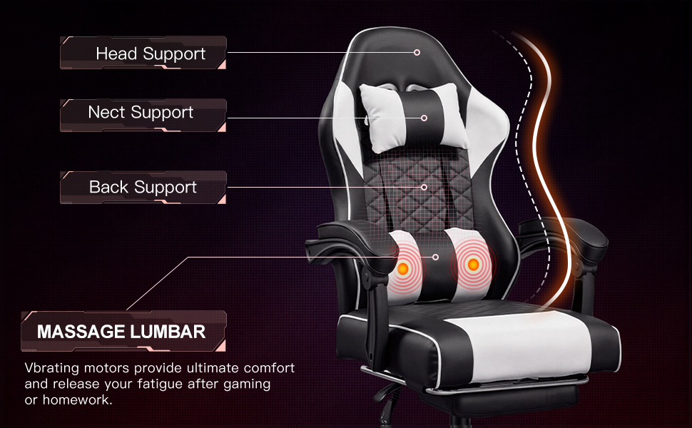 Racing Style Gaming Chair With Footrest,PU Leather,Massage Lumbar — image 9