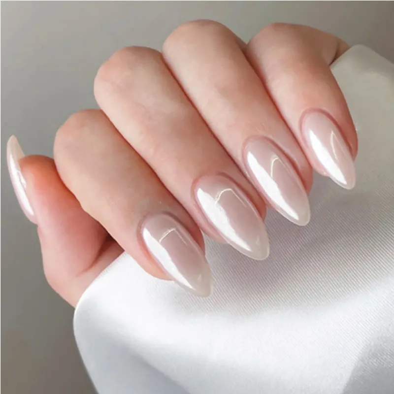 Aurora White Nail Art, Length Long Water