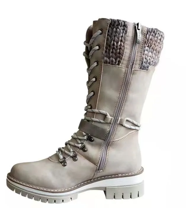 Autumn And Winter New Women's Riding Boots European And American Snow Boots Grey - Shop at LoveMi