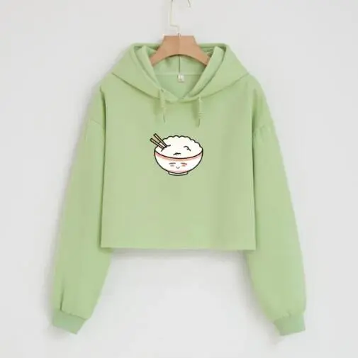 Short Hoodie Autumn Cat Ear Women's Sportswear Green - Shop at LoveMi