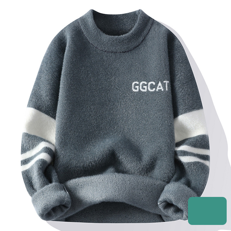 Men’s Fashion Embroidered Crew Neck Jumper – Warm Casual Knit Sweater for Autumn & Winter - Image 4