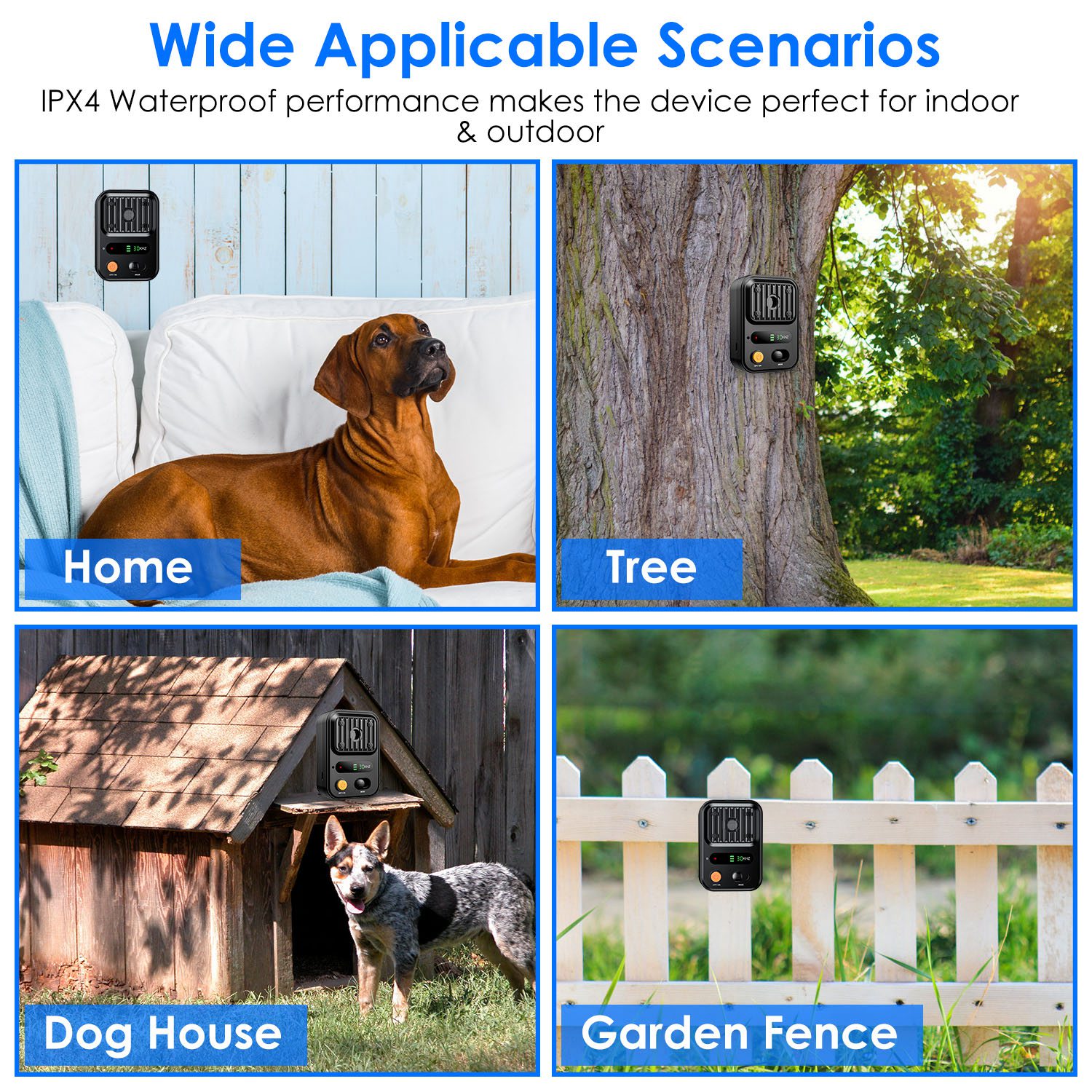 Black-Green Color Options -- 1Pc Ultrasonic Anti-Barking Device Rechargeable Auto Dog Bark Control Deterrent Box Training Device IPX4 Waterproof With 3 Frequency Max 32.8Feet Sensing Distance