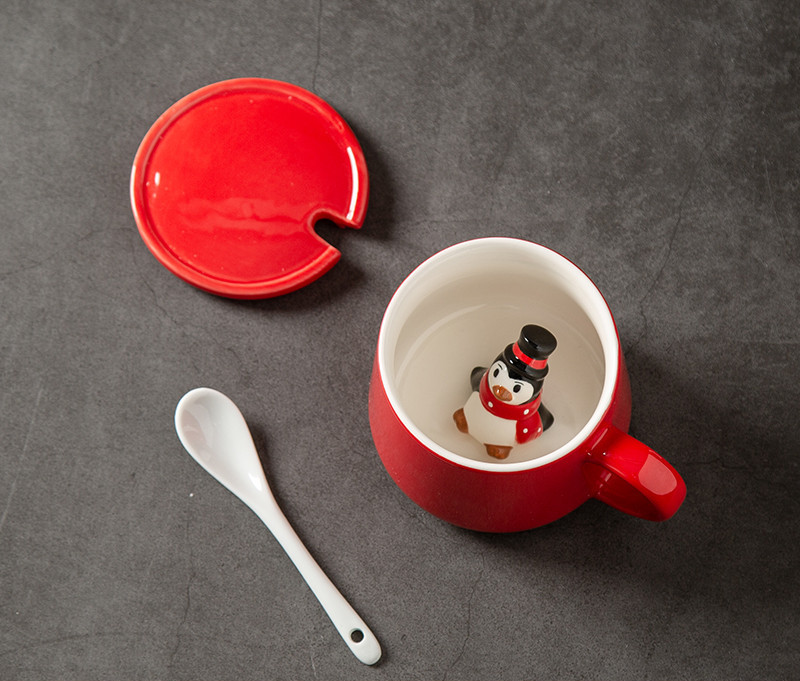 Cute Cartoon Ceramic Christmas Mug Cow Coffee Cup