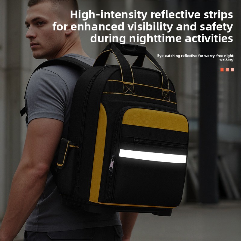 Tool Backpack Large Capacity Molded Base Bag Reflective Strip For Job Site — image 2
