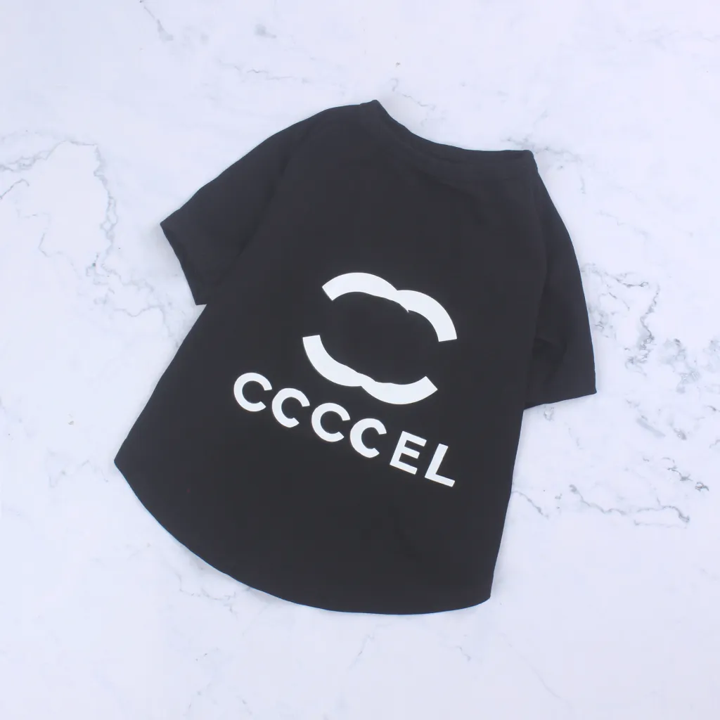 Spring Summer Pet Clothes Cotton Stretch Letter Thin T-Shirt - Black