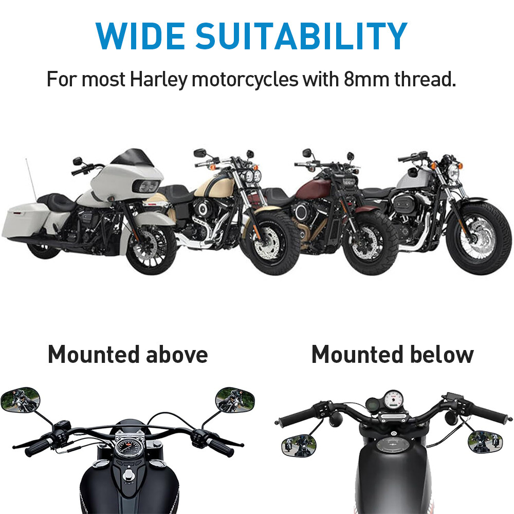 Motorcycle Rearview Mirrors Black For Sportster XL 1200 Iron 883 — image 4