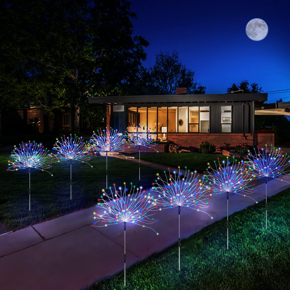 4 Pack Solar Firework Garden Lights, 120 LED Colorful Waterproof Stake Lights for sale on BNS