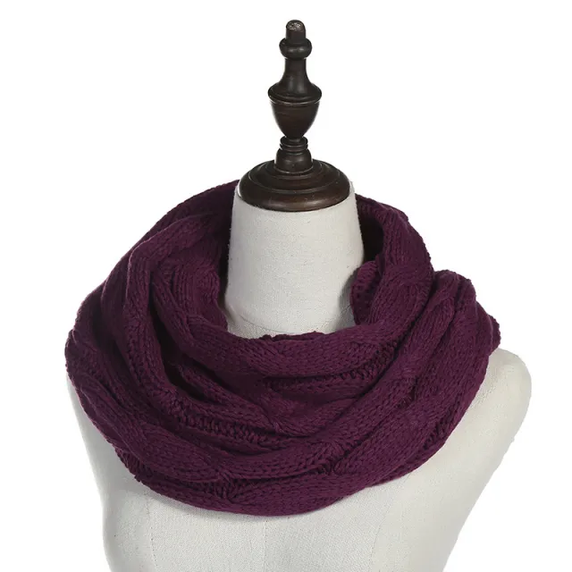 Autumn And Winter Hundred Towers Warm Knitted Scarf Fuchsia - Shop at LoveMi