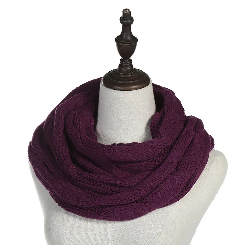 Autumn And Winter Hundred Towers Warm Knitted Scarf - Fuchsia