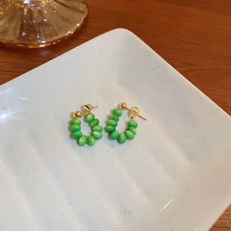 Niche Design Green Opal Stud Earrings