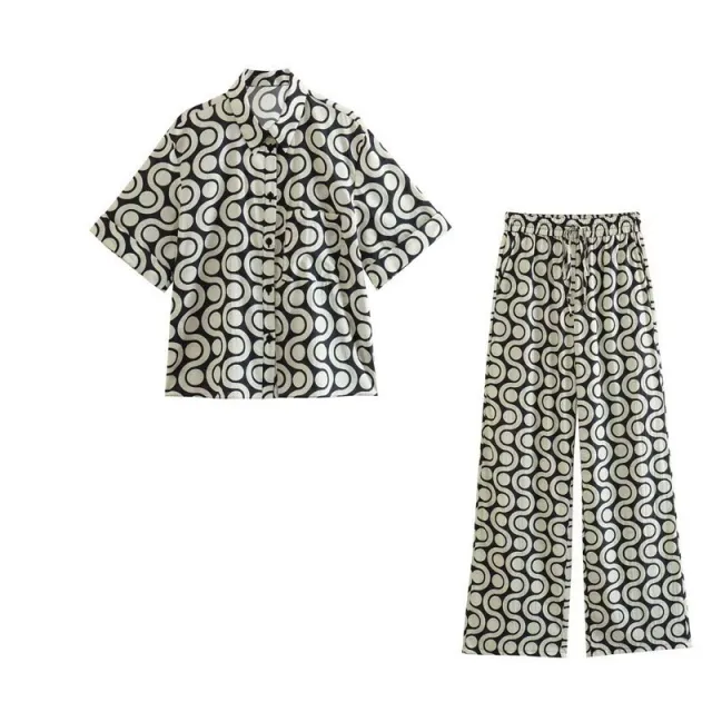 Cotton Short sleeved Shirt With Pockets Casual Trousers Suit M - Shop at LoveMi