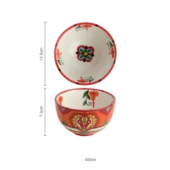 New Bohemian Hand-painted Household Ceramic Bowl - Red 4.7Inch - View 1