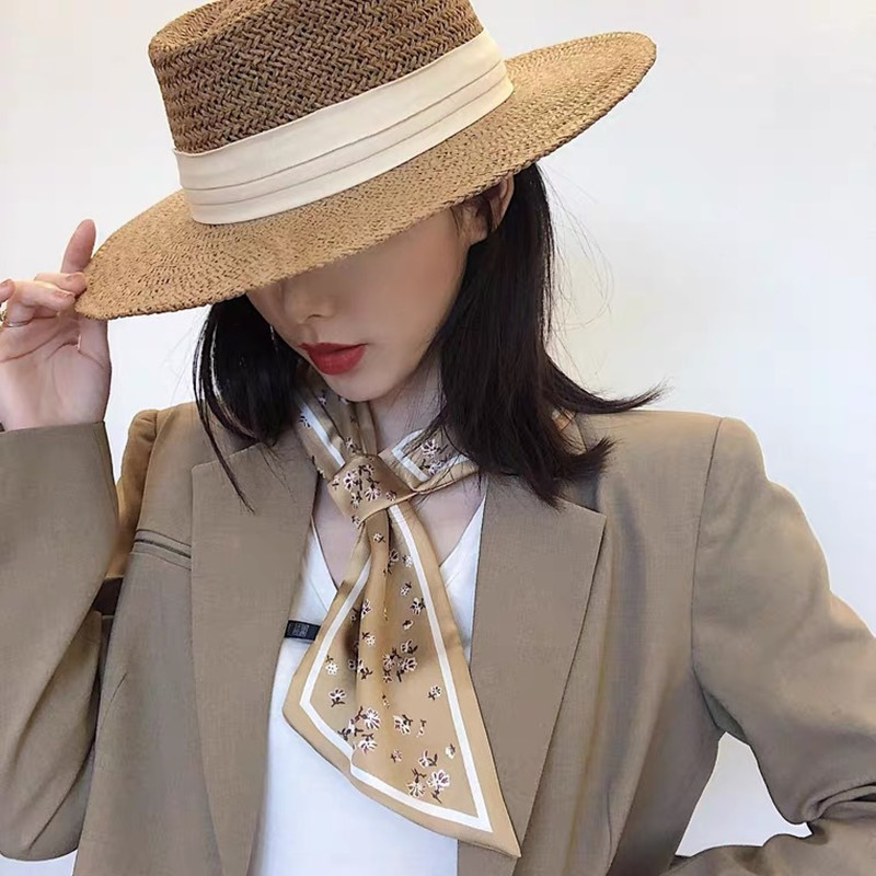 Summer Female Flat Straw Hat Sun Visor Hat Lafite