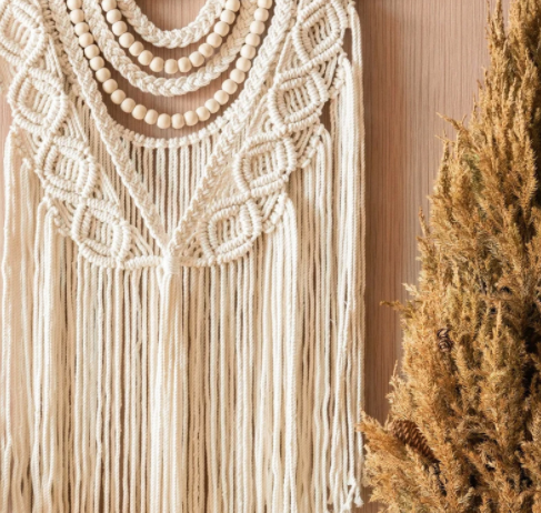 Hand-woven Diamond Wooden Bead Tapestry - Image 2